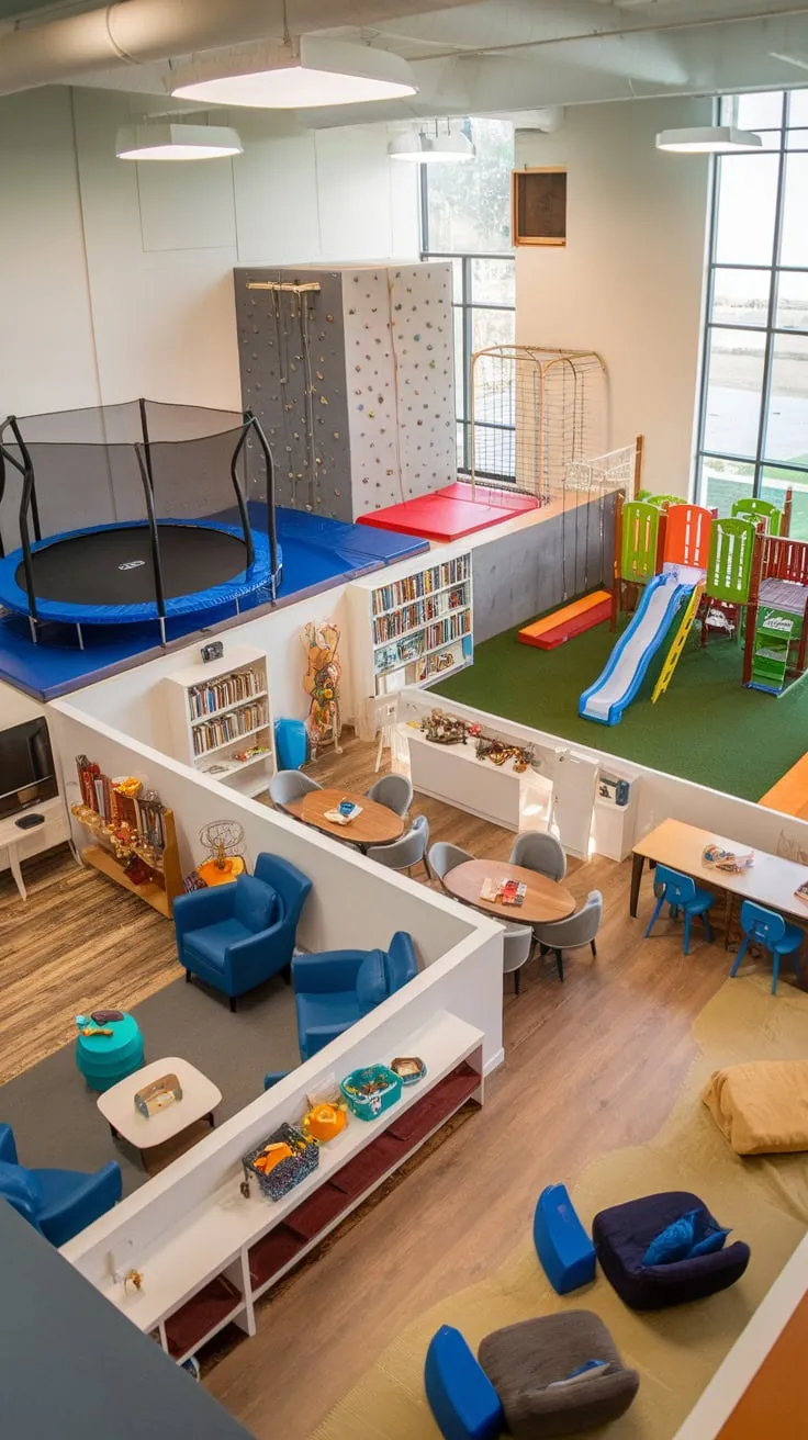 Transform your older kids' playtime with a Playroom Lounge featuring a gym, reading nook, craft area, and adventurous play zone all in one expansive space.