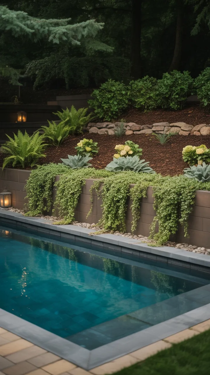 Luminous Garden Oasis with Sleek Turquoise Pool
