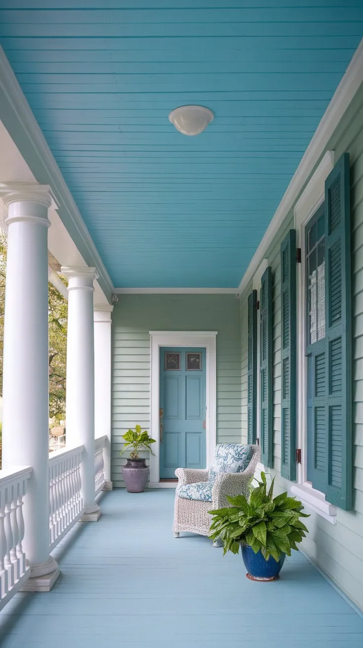 Haint Blue Charm on a Southern Porch