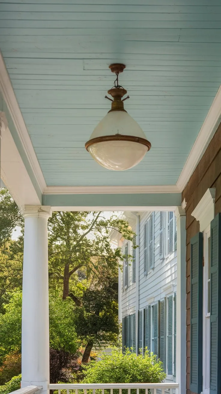 Southern Porch Serenity with Haint Blue Ceiling