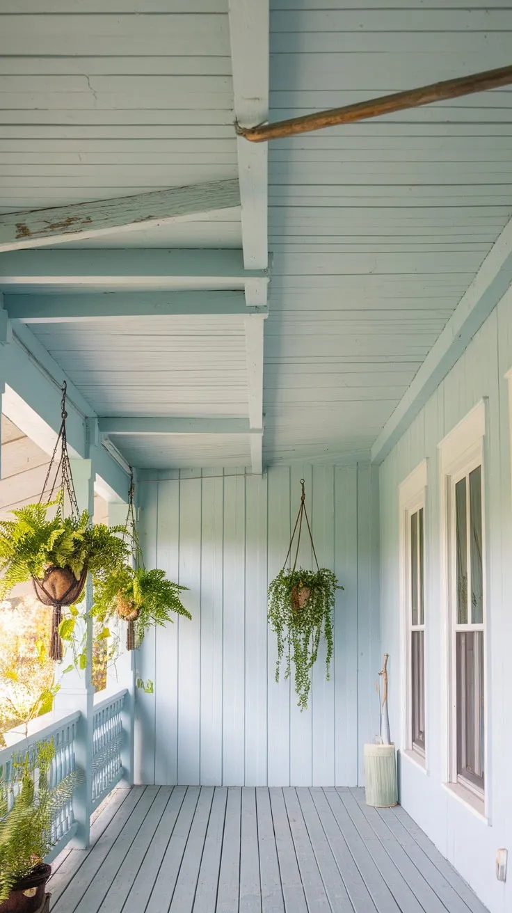 Rustic Elegance of a Haint Blue Ceiling