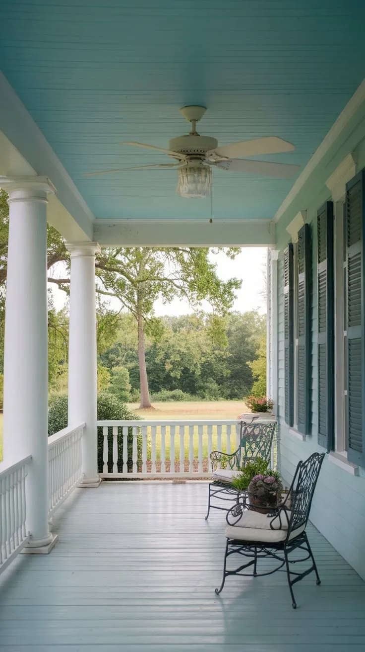 Haint Blue Serenity on a Southern Porch