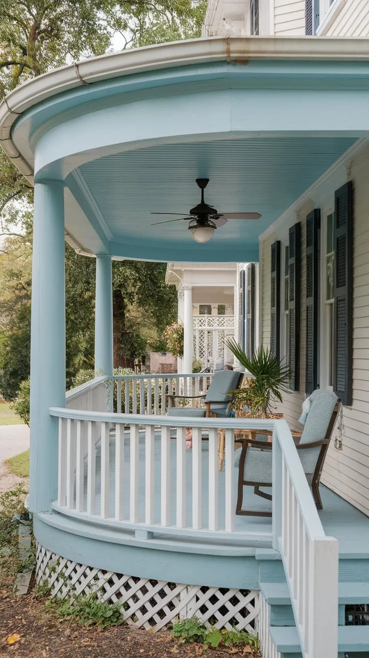 Southern Porch Serenity with Haint Blue Ceiling