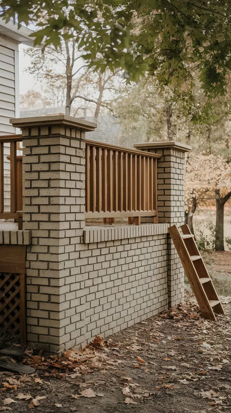 Cozy Porch Enclosure with Brick and Wood Railing