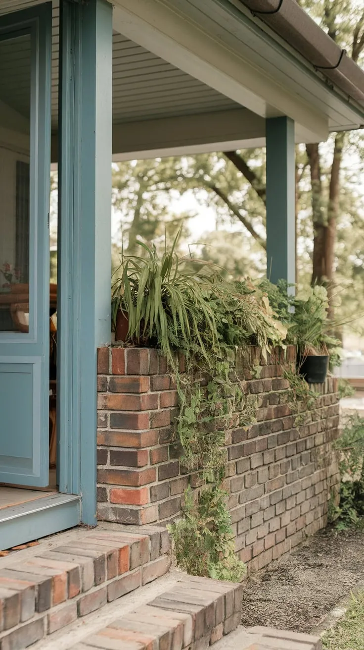 Charming Brick Knee Wall with Lush Plants