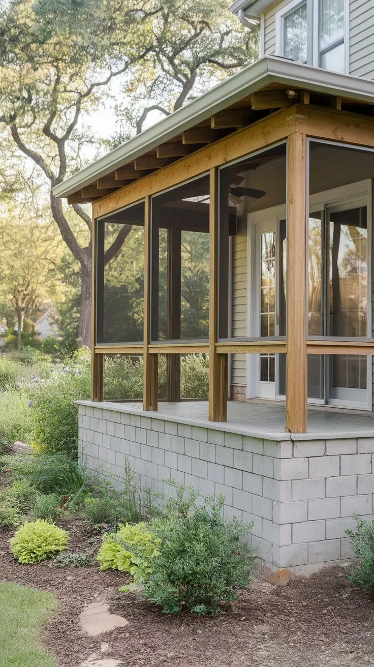 Charming DIY Screened Porch with a Stylish Knee Wall