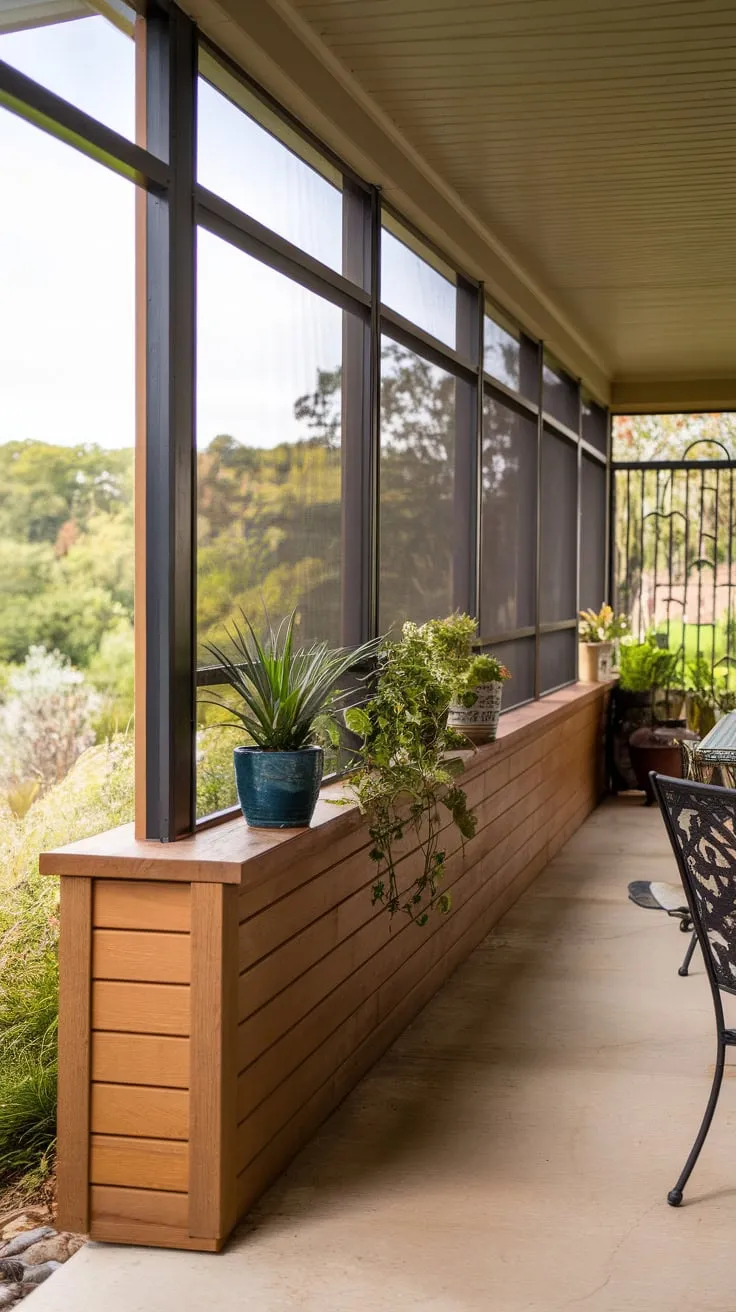 Charming Porch Knee Wall with Lush Views