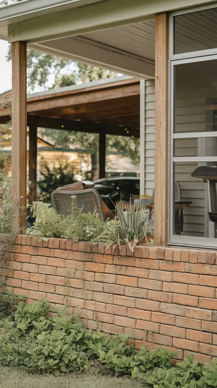 Charming Porch Knee Wall with Rustic Touches