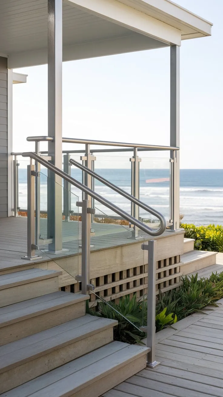 Modern Coastal Home with Stunning Porch Railing