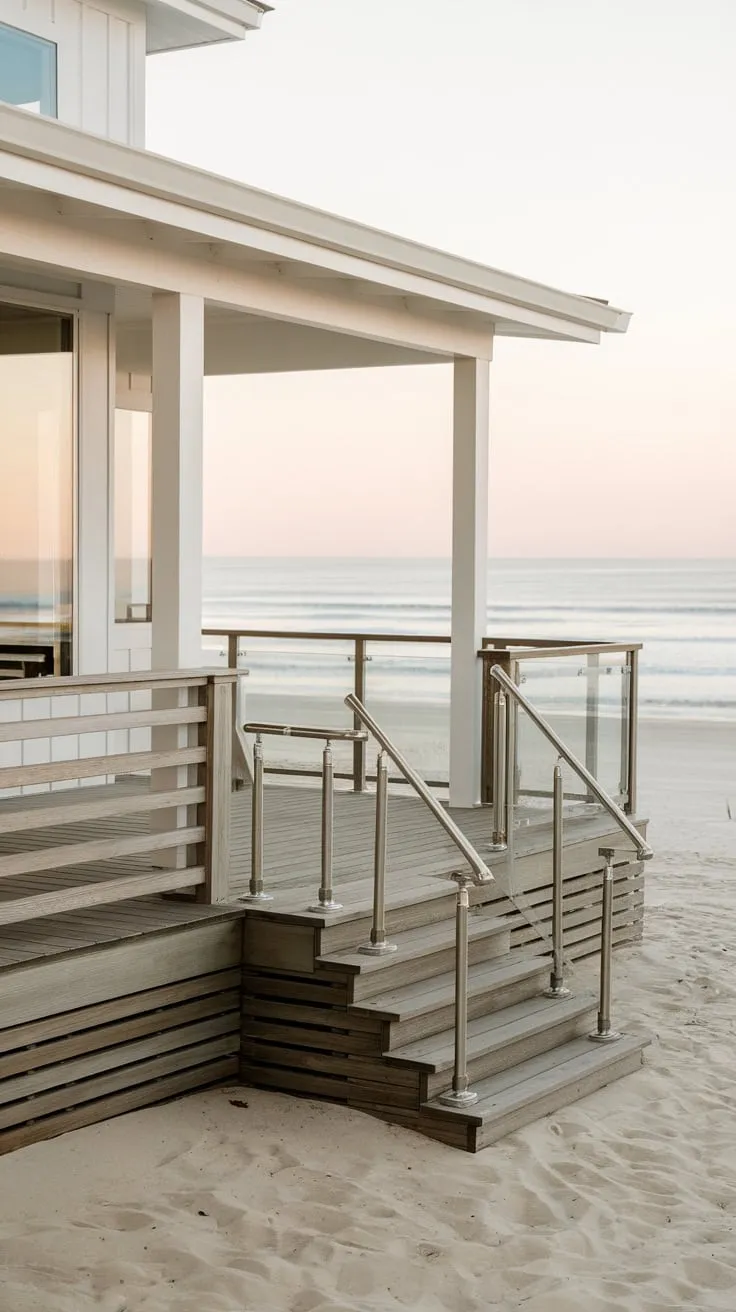 Stylish Beach House with Chic Porch Railing