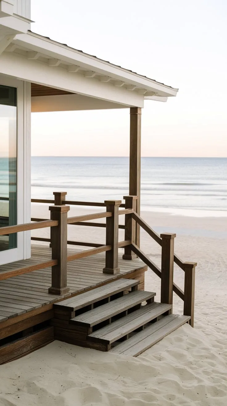 Beach House Bliss with Stylish Porch Railing