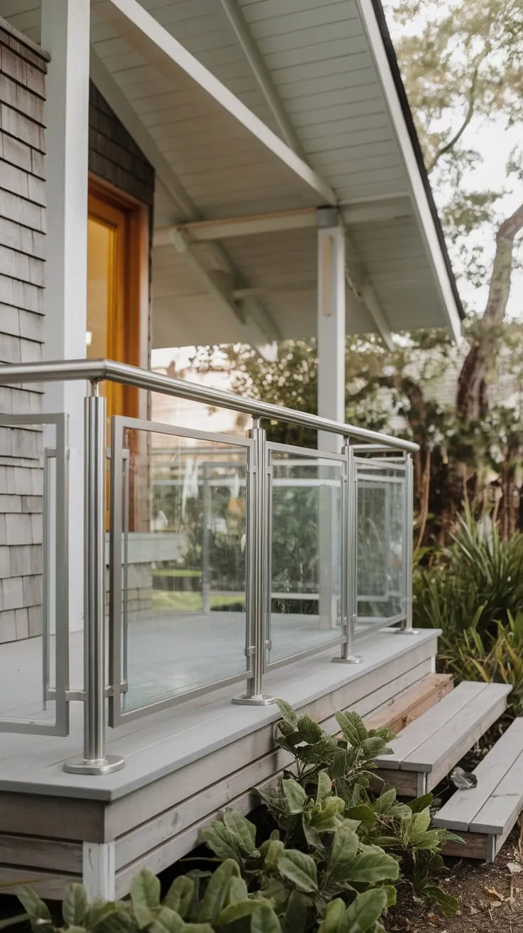 Modern Porch Railing Blends Style with Nature's Beauty