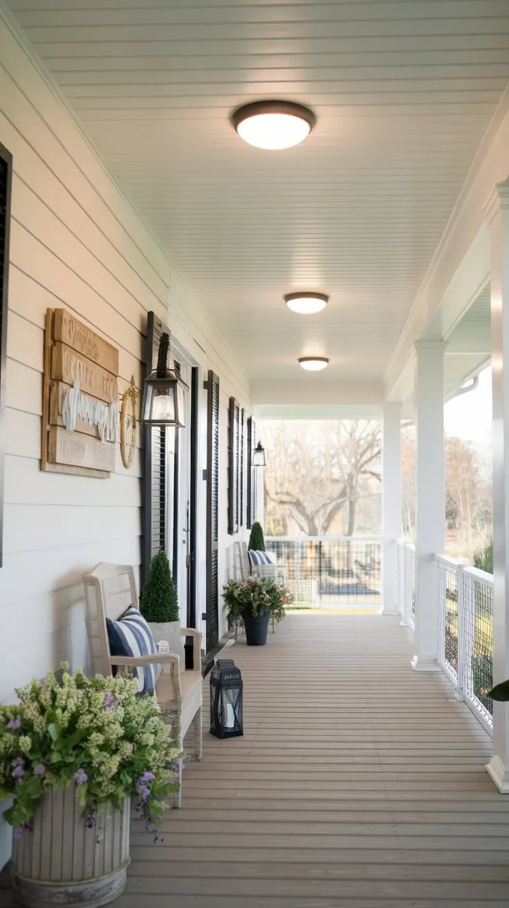 Chic Modern Farmhouse Porch with Shiplap and Glass Roof
