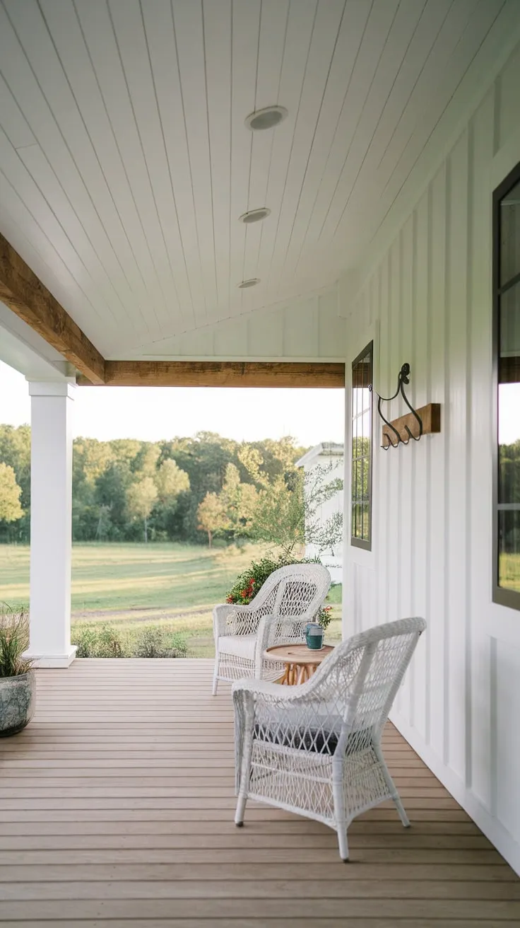 Charming Modern Farmhouse Porch with Shiplap Ceiling