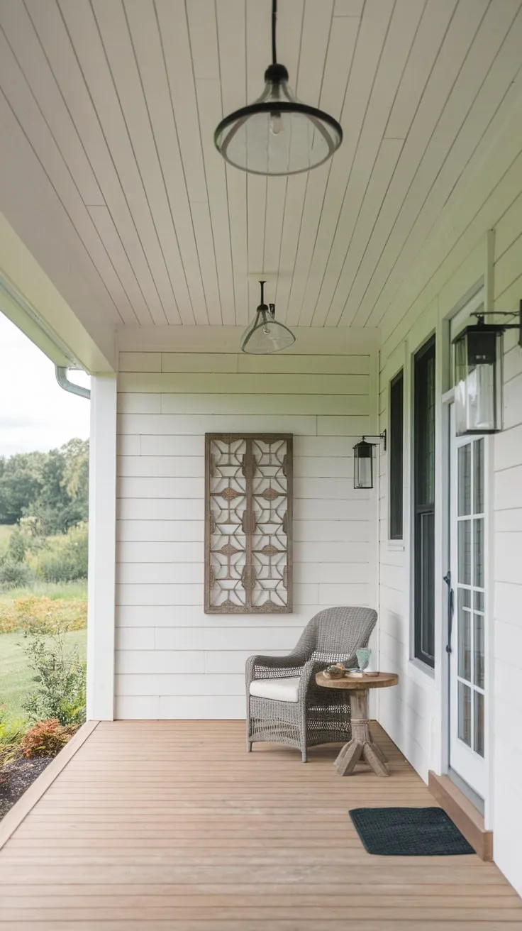 Charming Modern Farmhouse Porch with Shiplap Ceiling