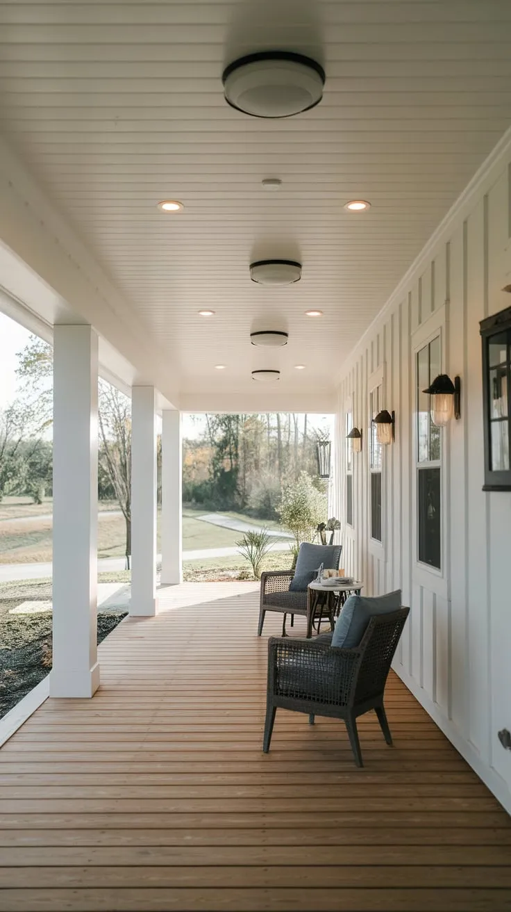 Charming Modern Farmhouse Porch with Shiplap Ceiling