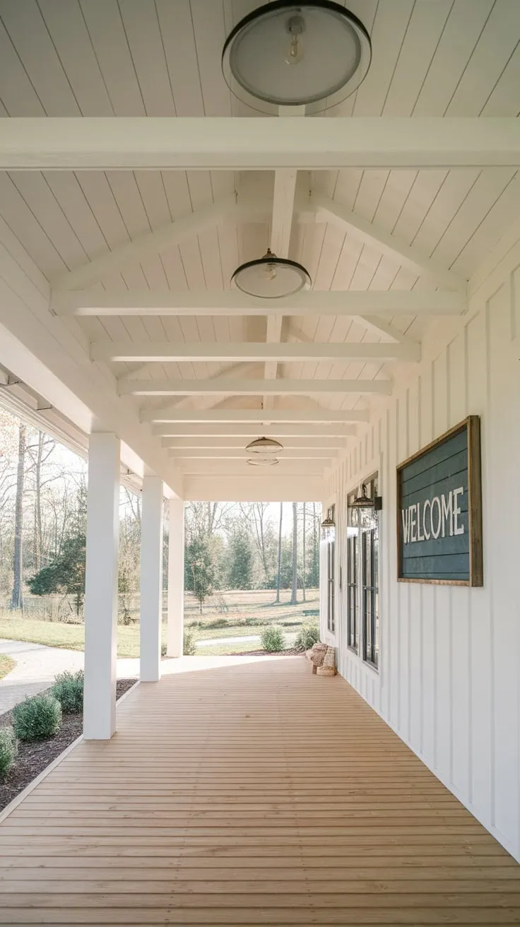 Charming Modern Farmhouse Porch with Shiplap Ceiling