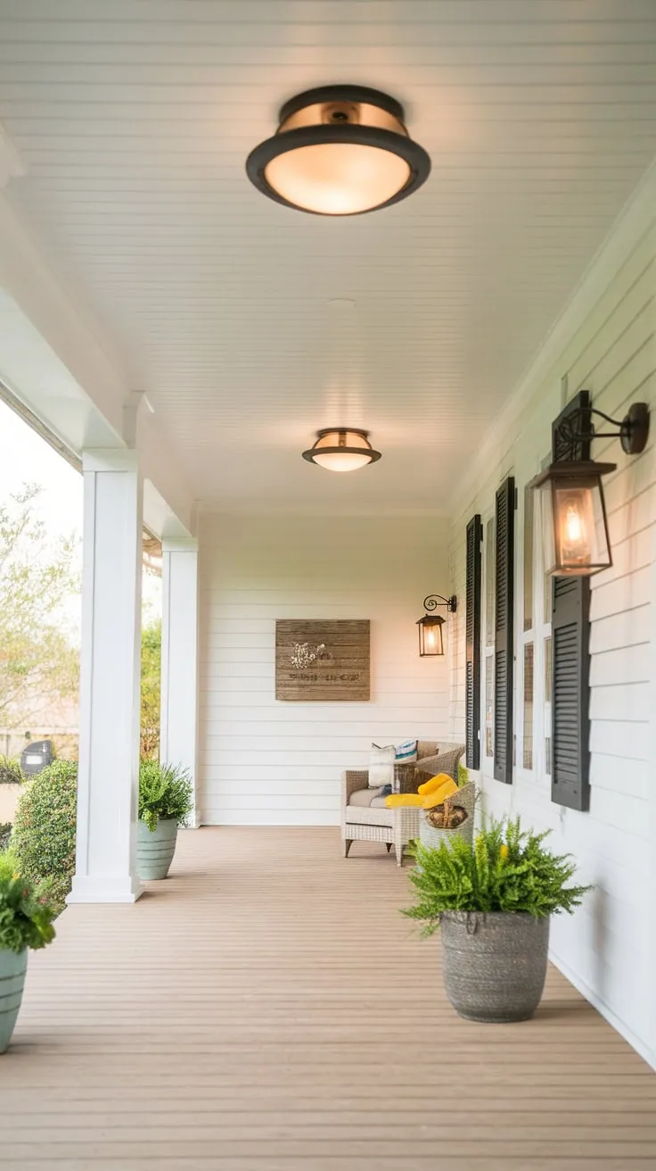 Charming Modern Farmhouse Porch with Shiplap Ceiling