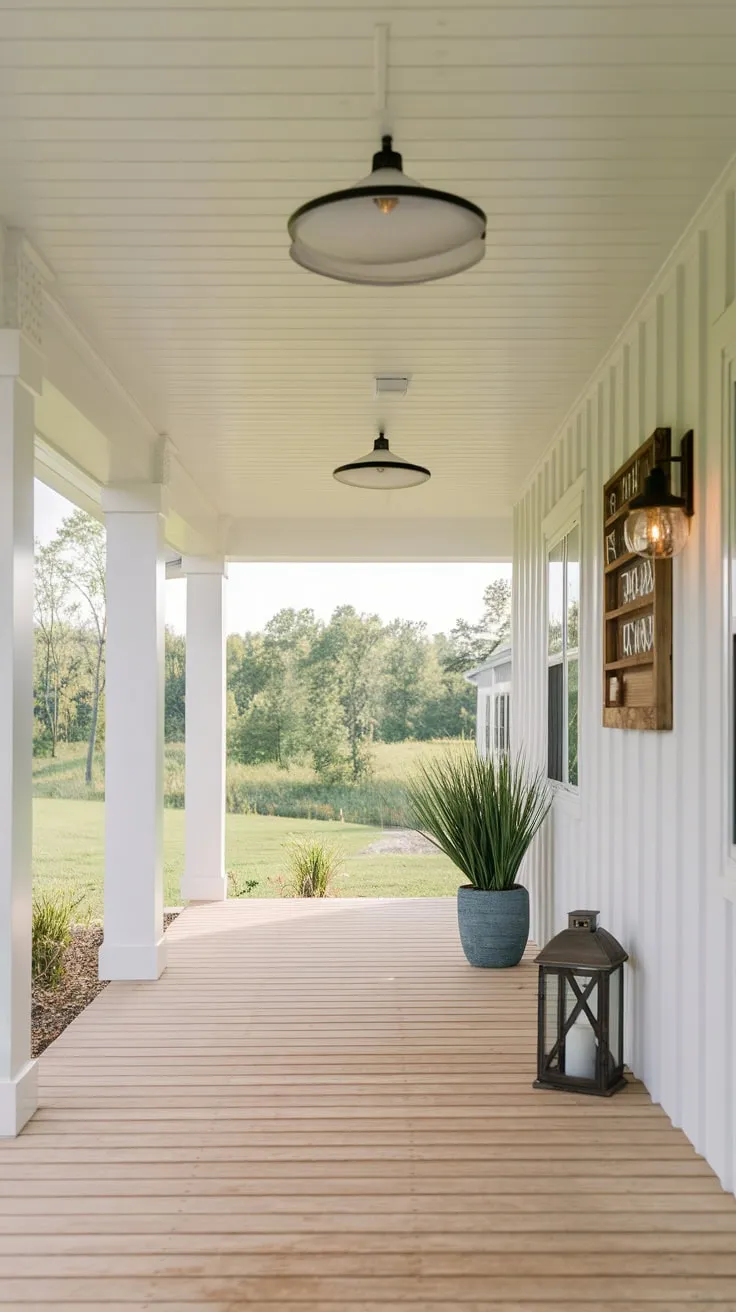 Charming Modern Farmhouse Porch with Shiplap Ceiling