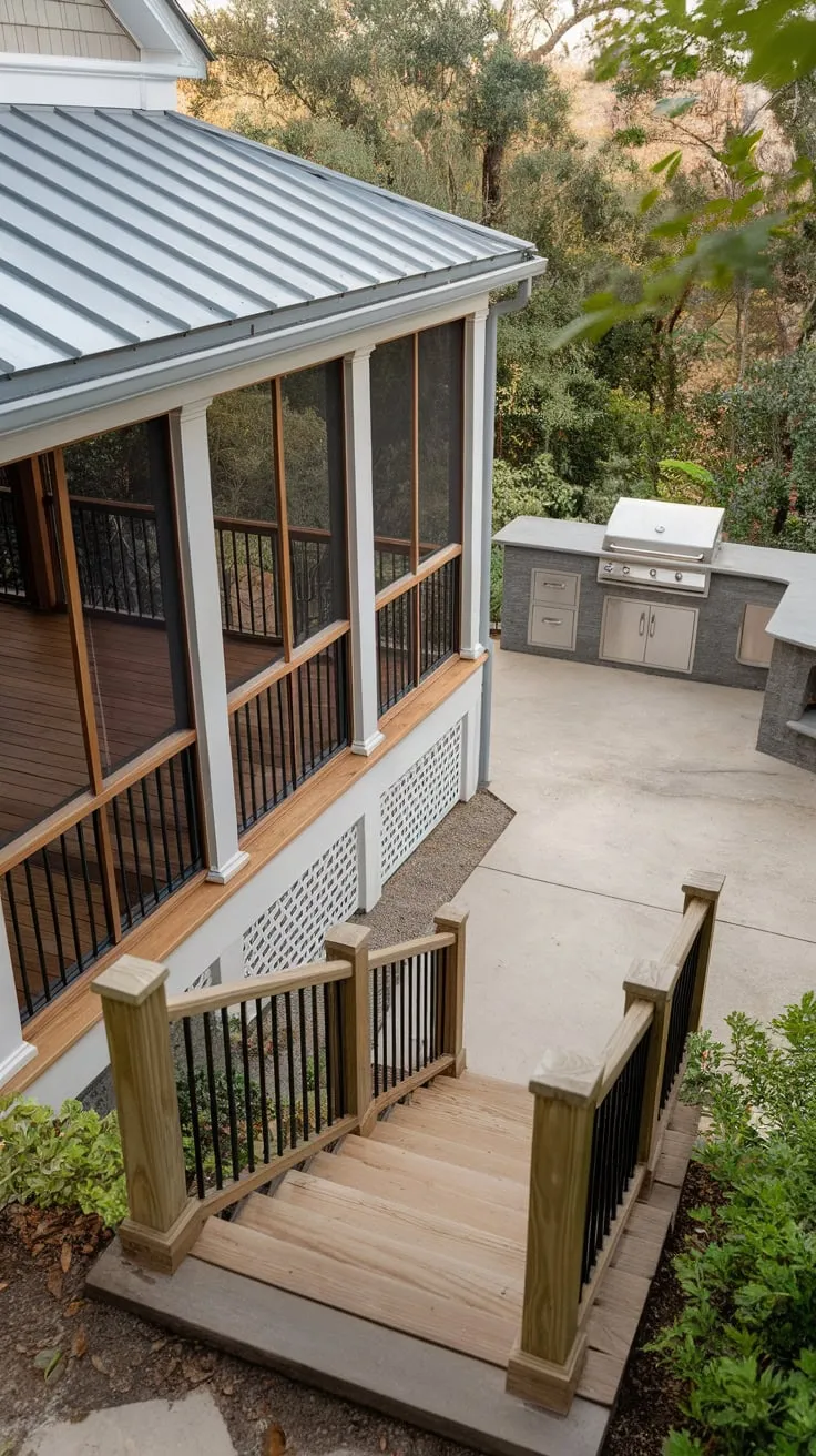 Charming Porch Stairs Leading to a Cozy Outdoor Oasis