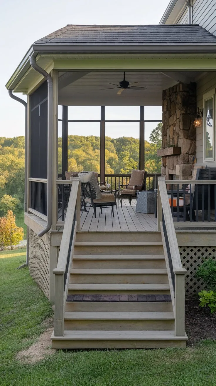 Charming Elevated Porch with Scenic Stairs