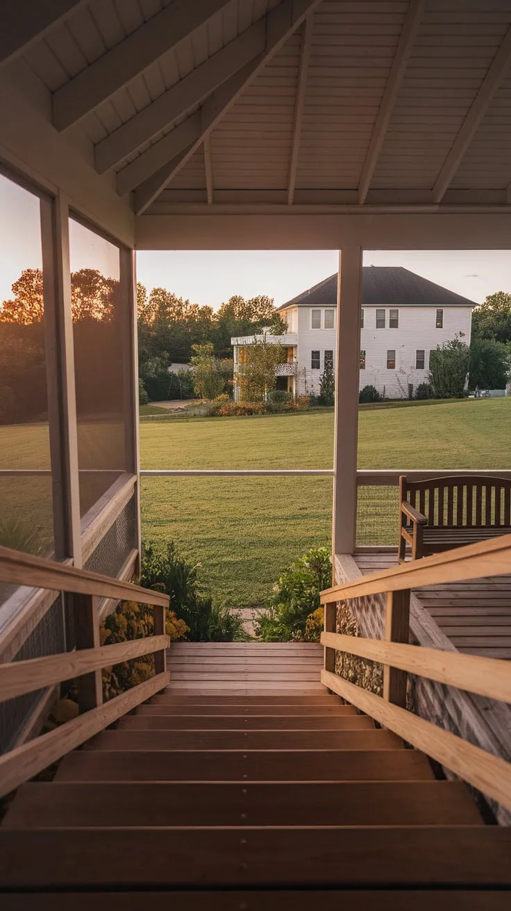 Sunset Serenity on Screened Porch Steps