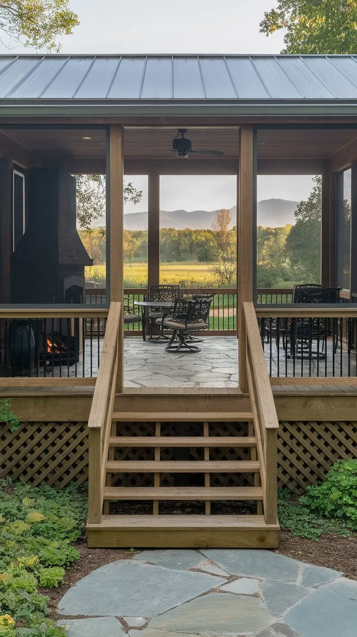 Charming Porch Stairs to a Scenic Patio