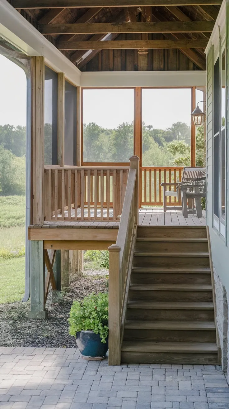 Cozy Porch Retreat with Inviting Wooden Steps