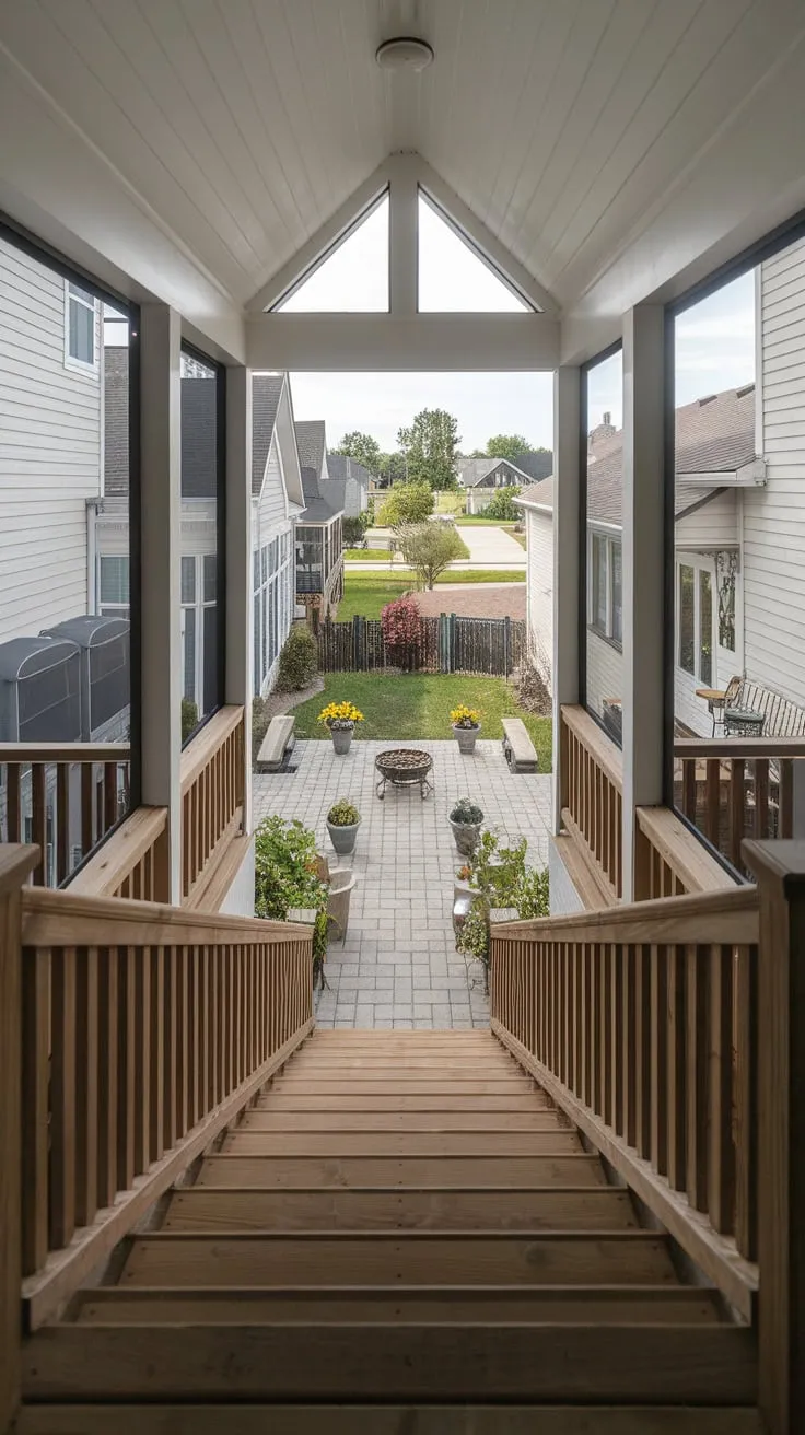 Charming Porch Stairs to a Cozy Backyard Retreat