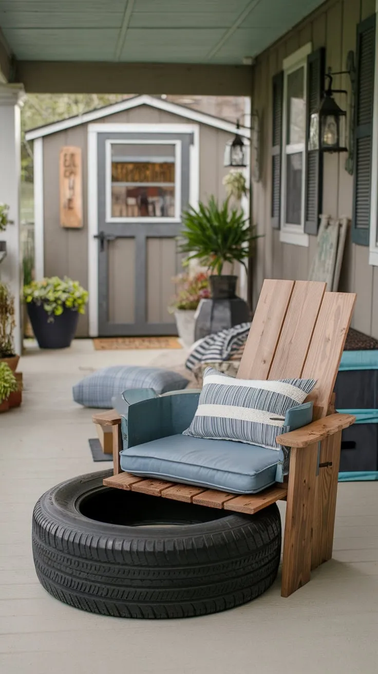 Rustic Porch Oasis with Creative Cushion Storage