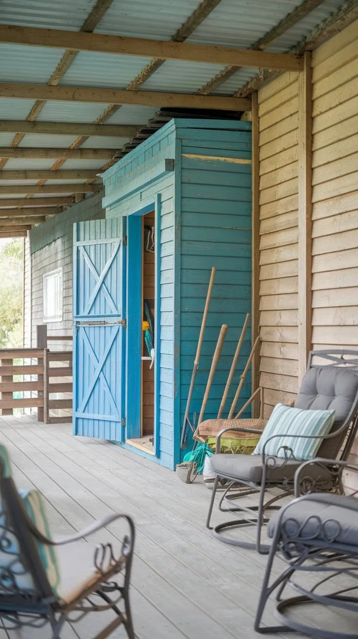 Stylish Porch with Wooden Shed and Relaxing Patio Vibes