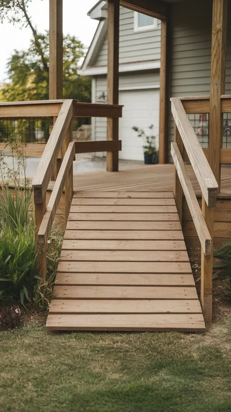 Charming Wooden Porch with Accessible Ramp