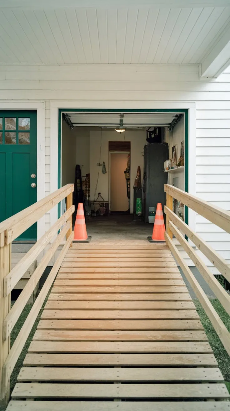 Wheelchair-Friendly Porch Featuring a Wooden Ramp