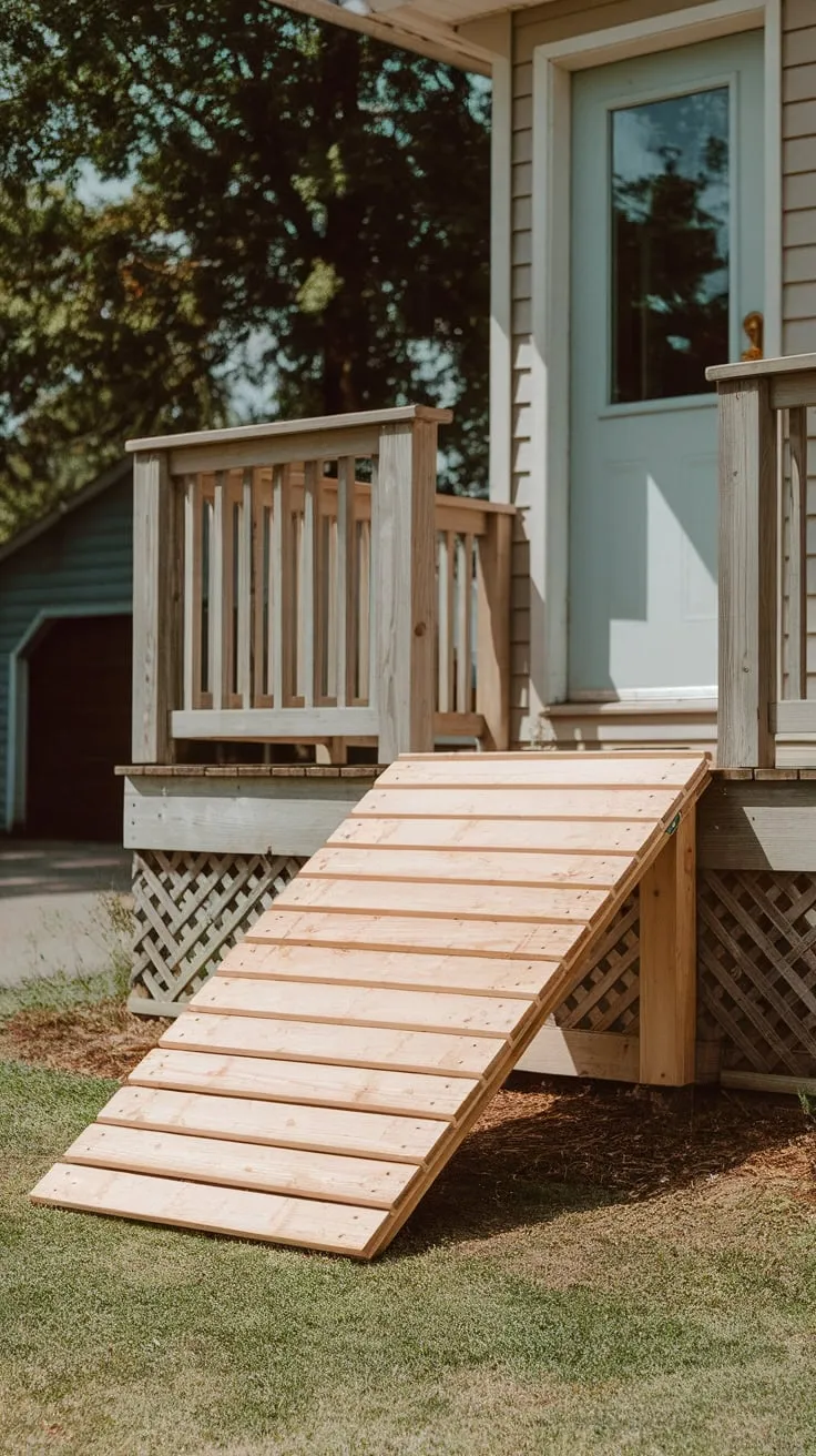 Accessible Porch with a Wooden Ramp