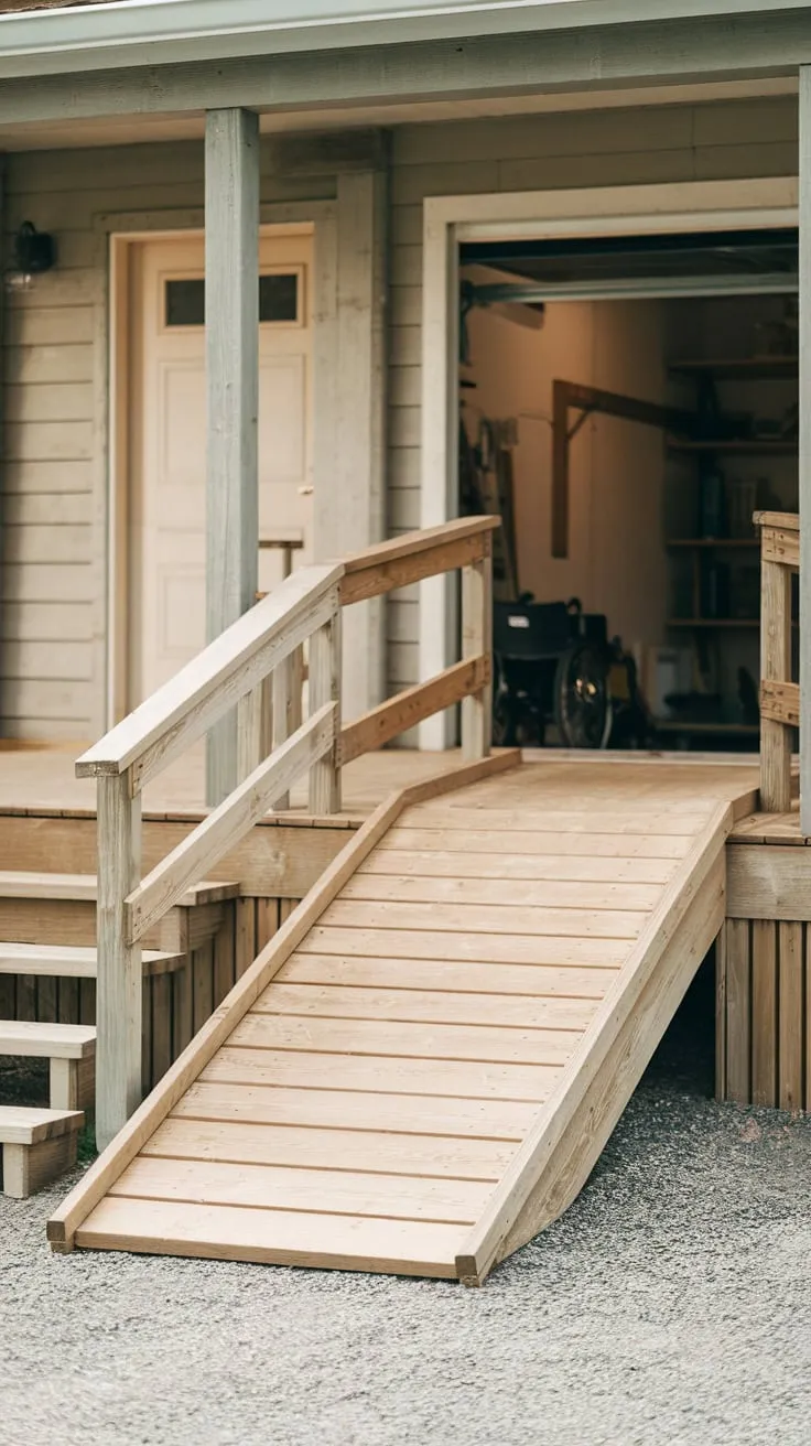 Accessible Porch with Gentle Ramp to Garage