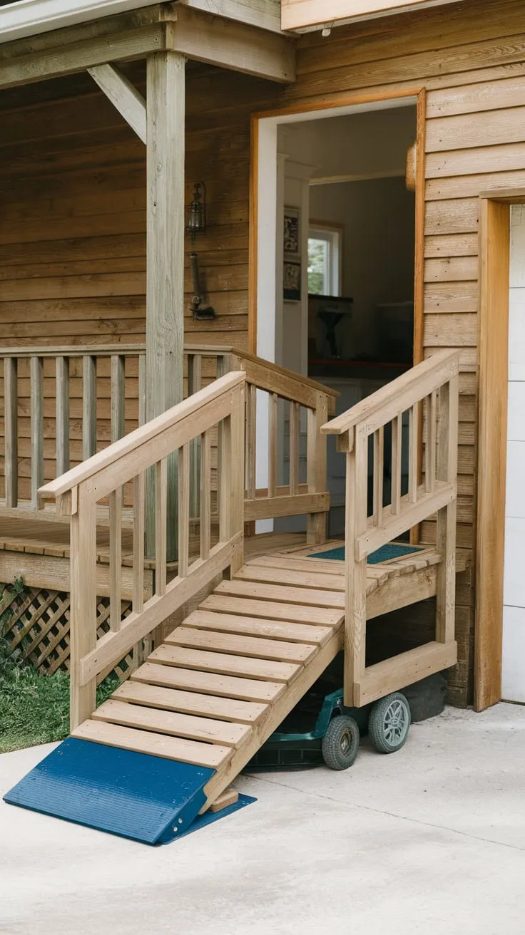 Accessible Wooden Porch Ramp for Easy Entry