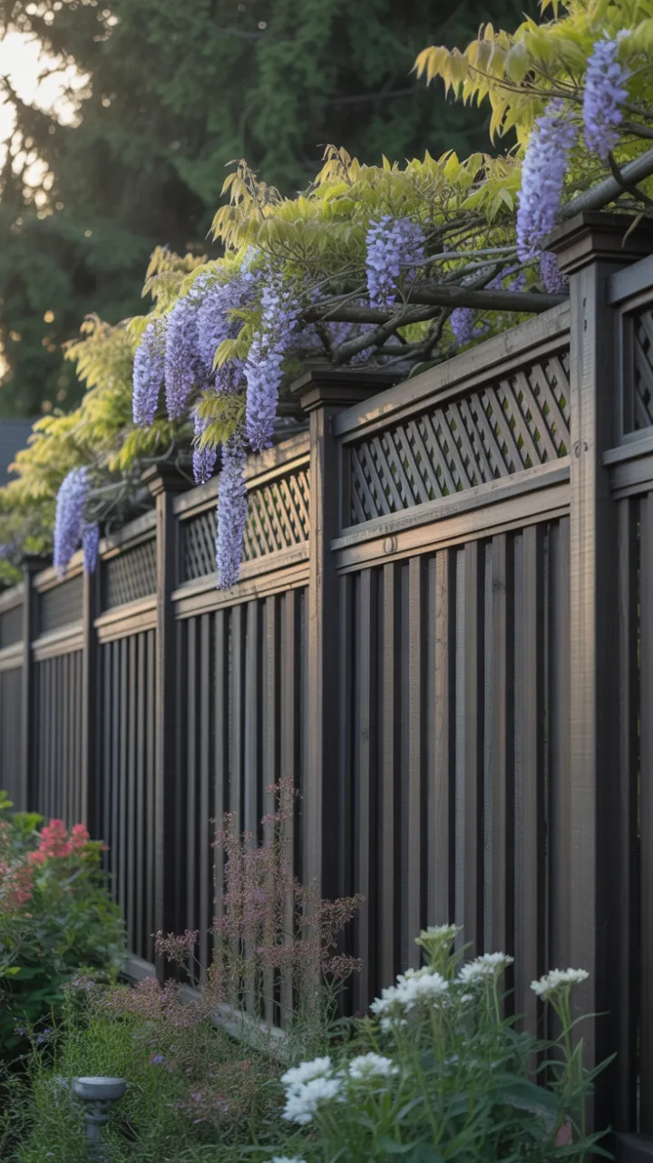 Wisteria-Kissed Privacy Fence Bathed in Late Afternoon Light