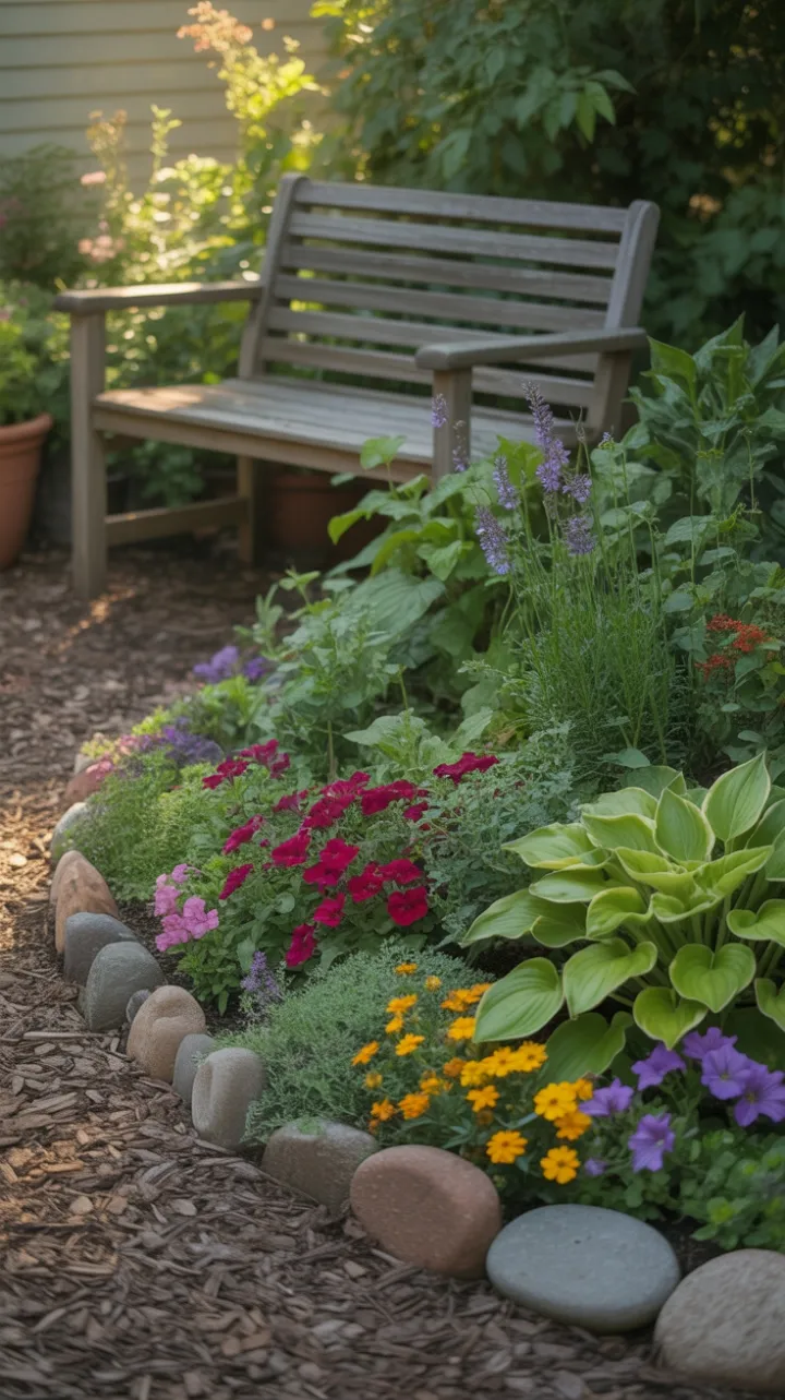 Sunlit Oasis of Color in a Raised Garden Bed