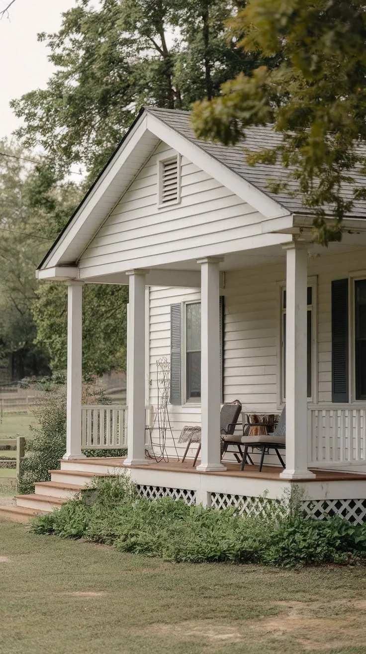 Charming White Ranch House with Inviting Front Porch
