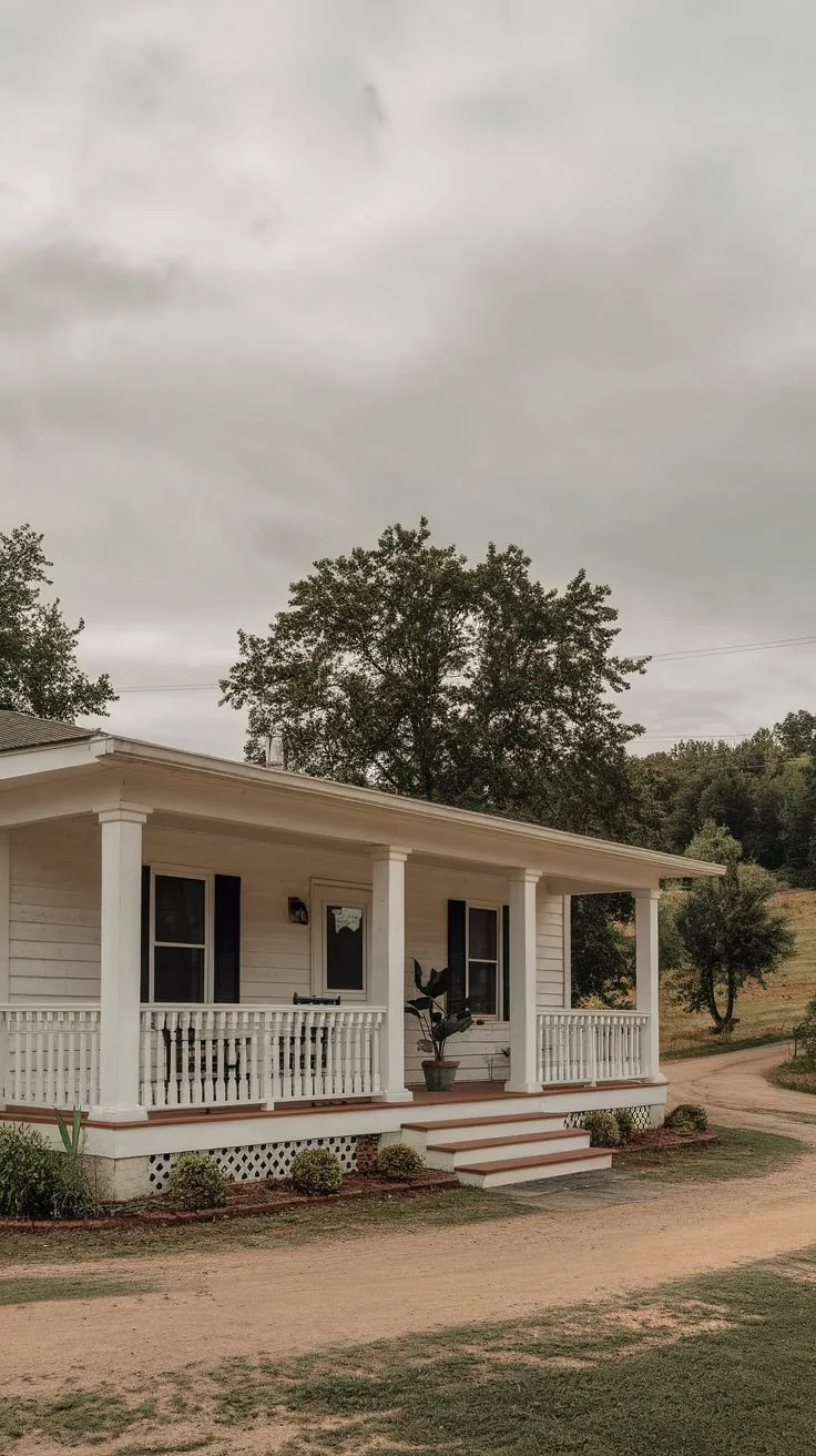 Charming Ranch House Porch in a Rustic Setting