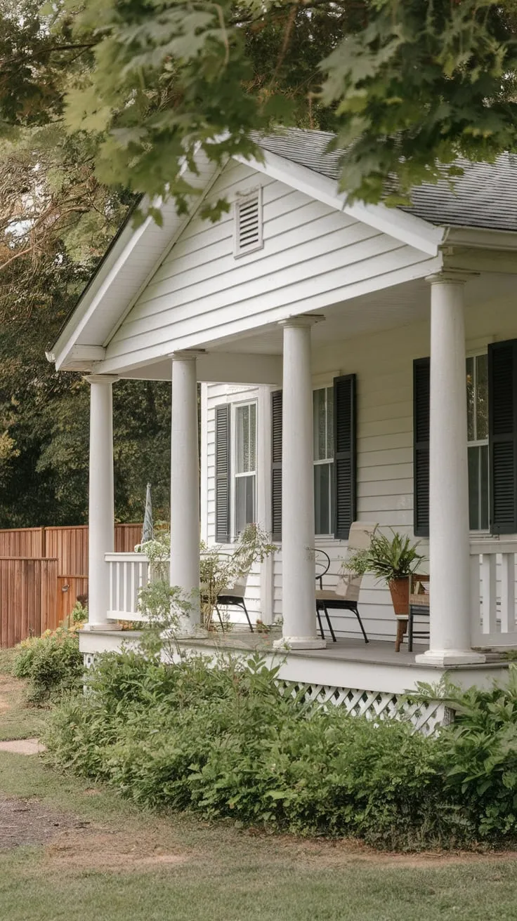 Charming White Ranch House with Inviting Front Porch