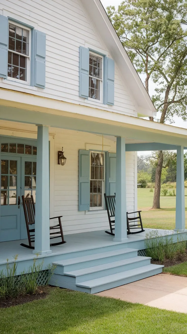 Cozy Front Porch Retreat of a Ranch-Style Farmhouse