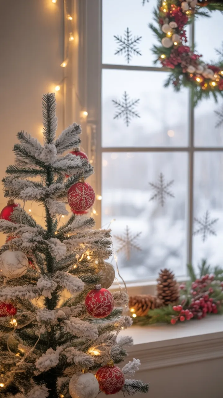 Cozy Christmas Corner with a Snow-Kissed Mini Tree
