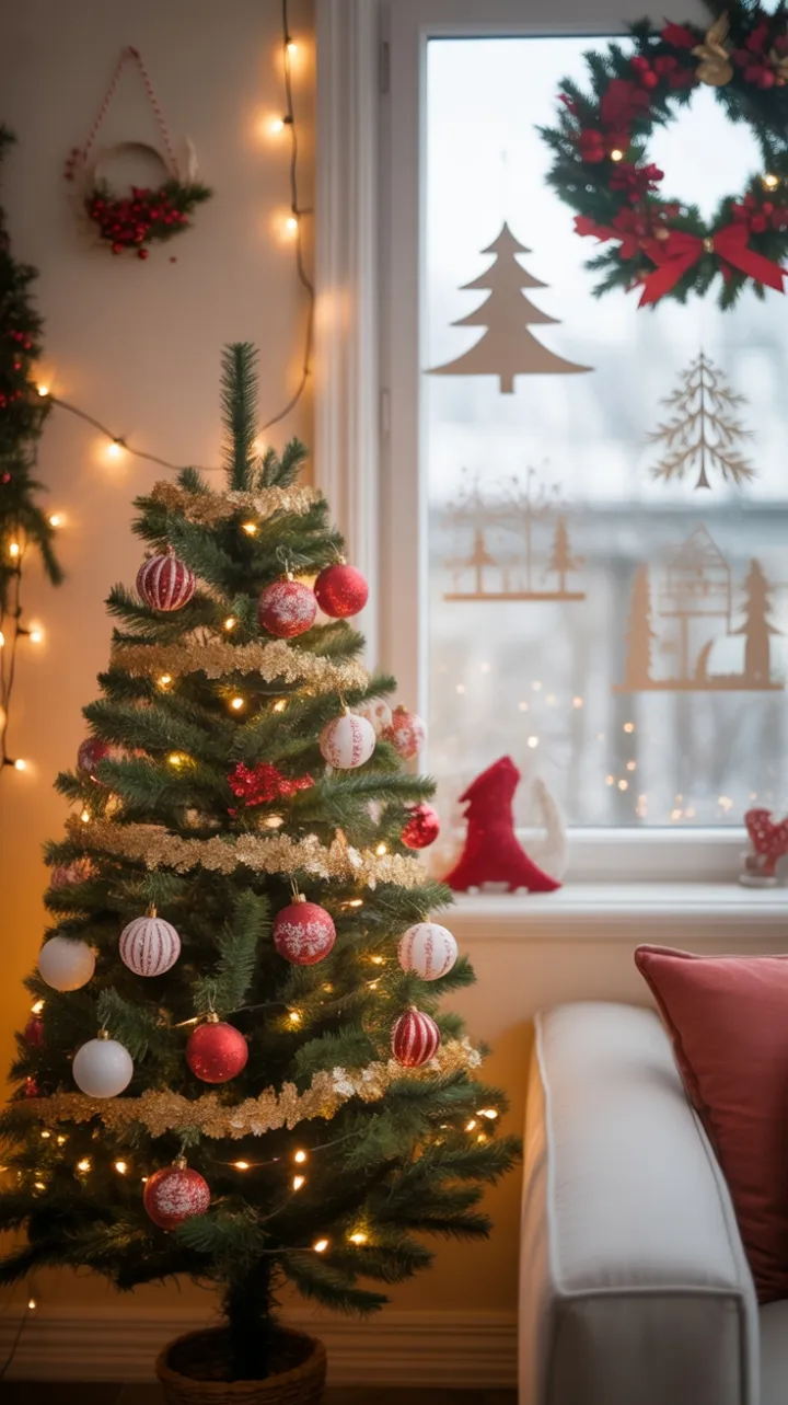 Cozy Christmas Glow in a Brightly Decorated Living Room