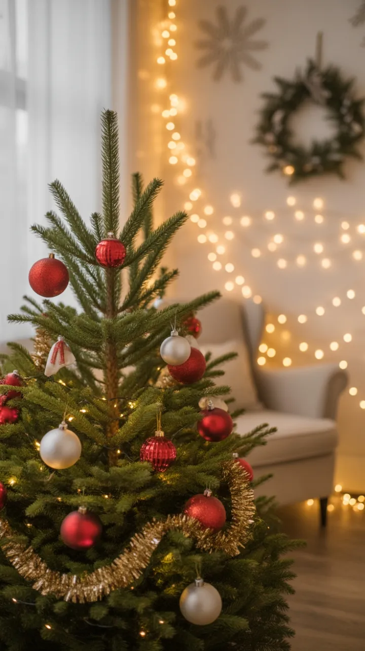 A Cozy Christmas Nook Bathed in Twinkling Light