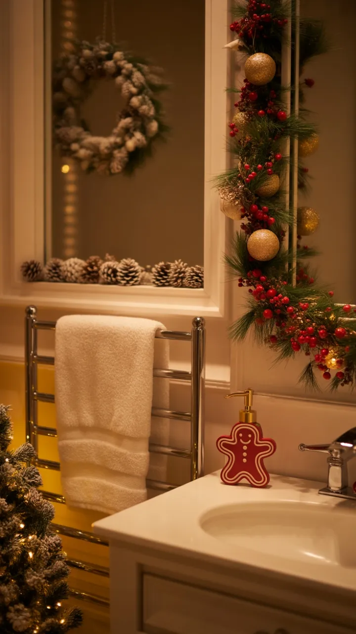 Luxe Christmas Bathroom Retreat Bathed in Warm Glow