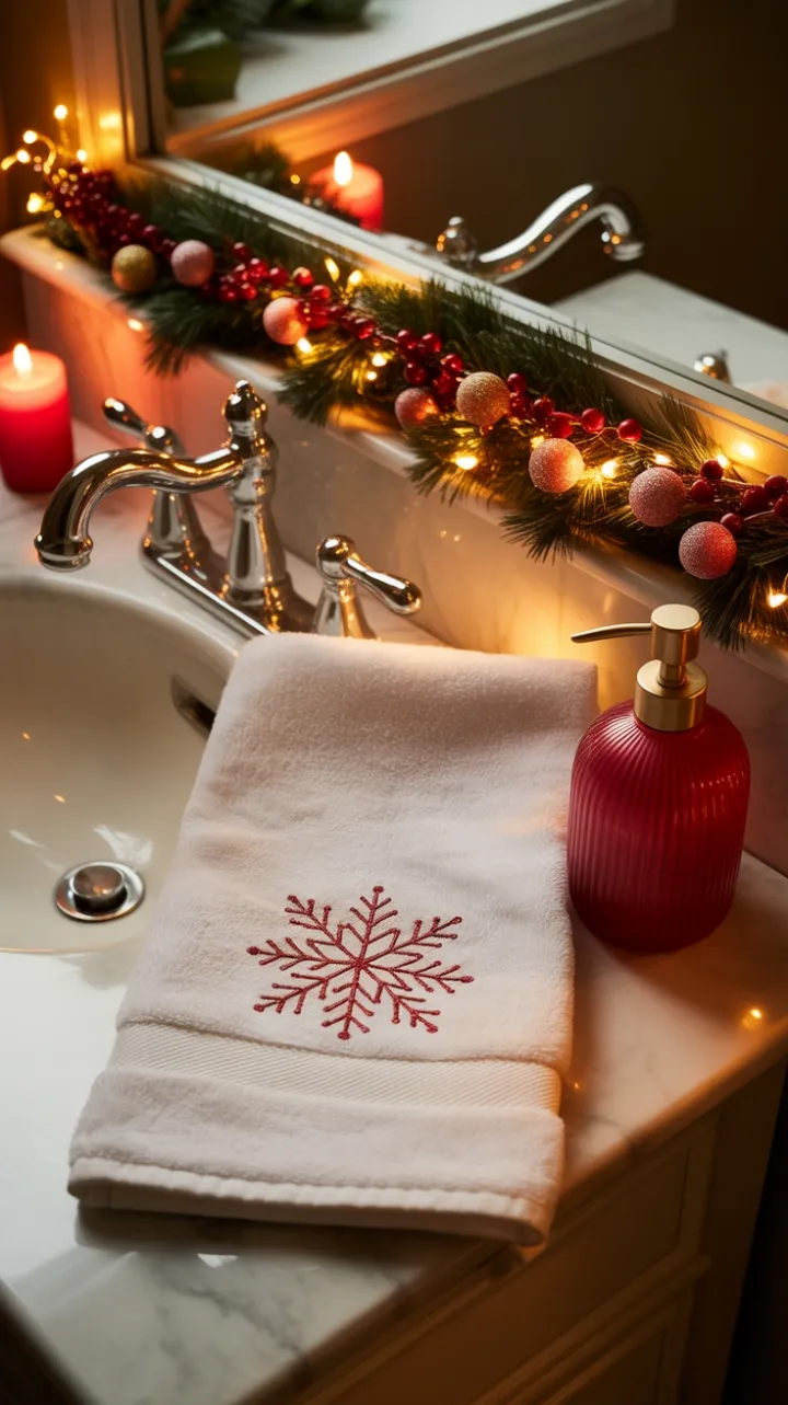Warm Holiday Glow in a Cozy Christmas Bathroom