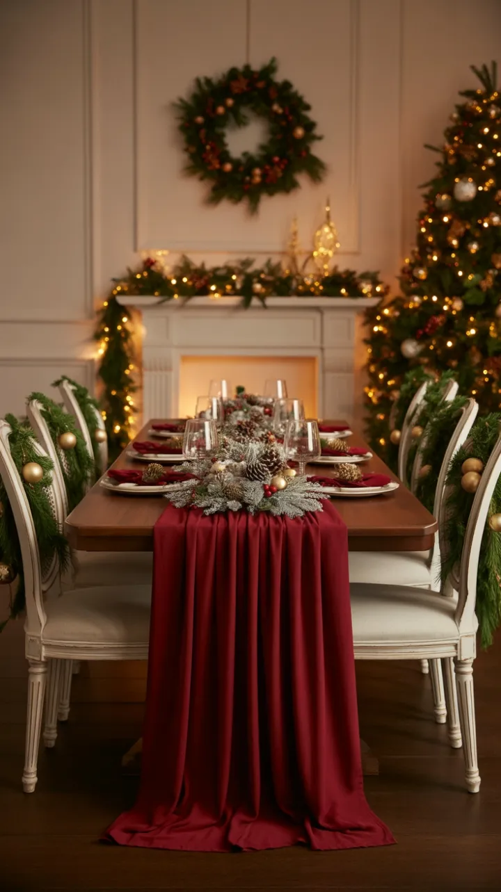 Fireside Holiday Table Dressed in Crimson and Gold
