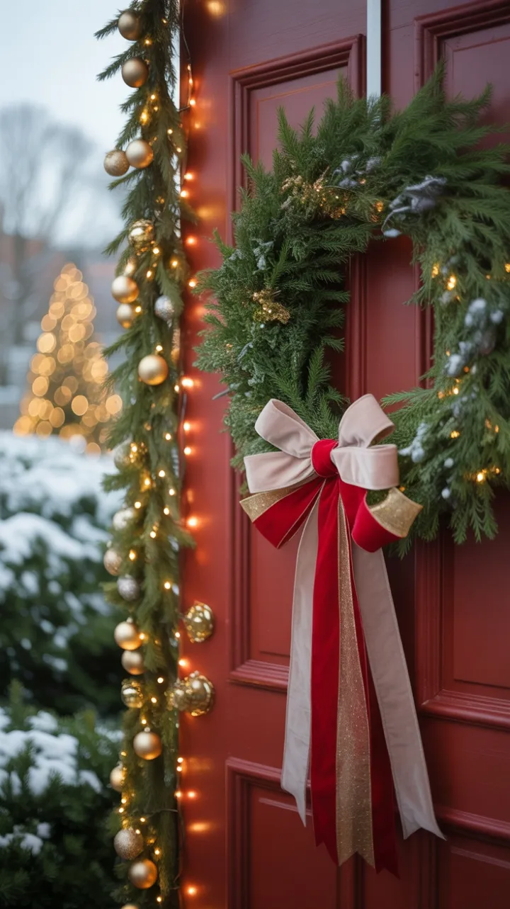 Crimson Door Dressed in Velvet, Gold and Winter Light