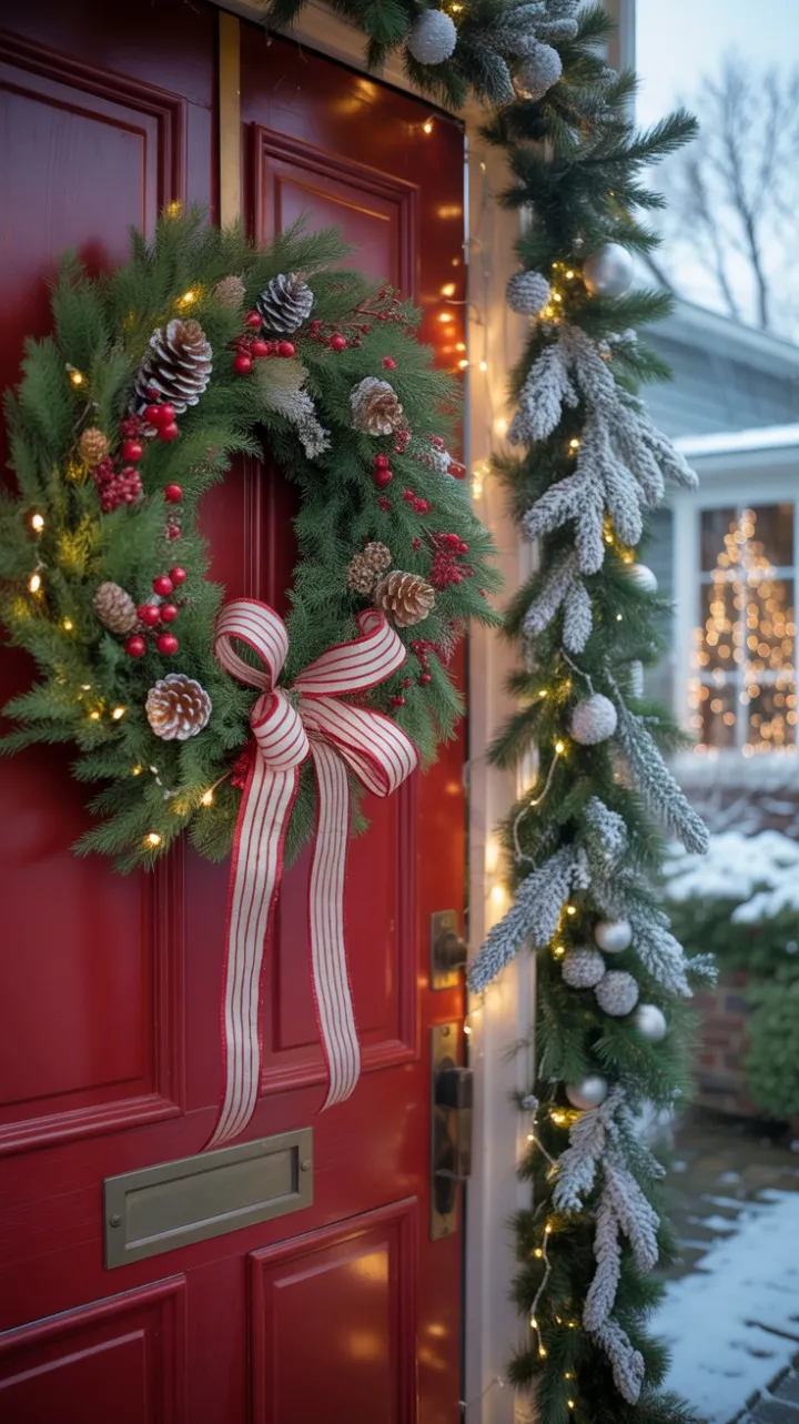 Red Door Dressed for Christmas Cheer